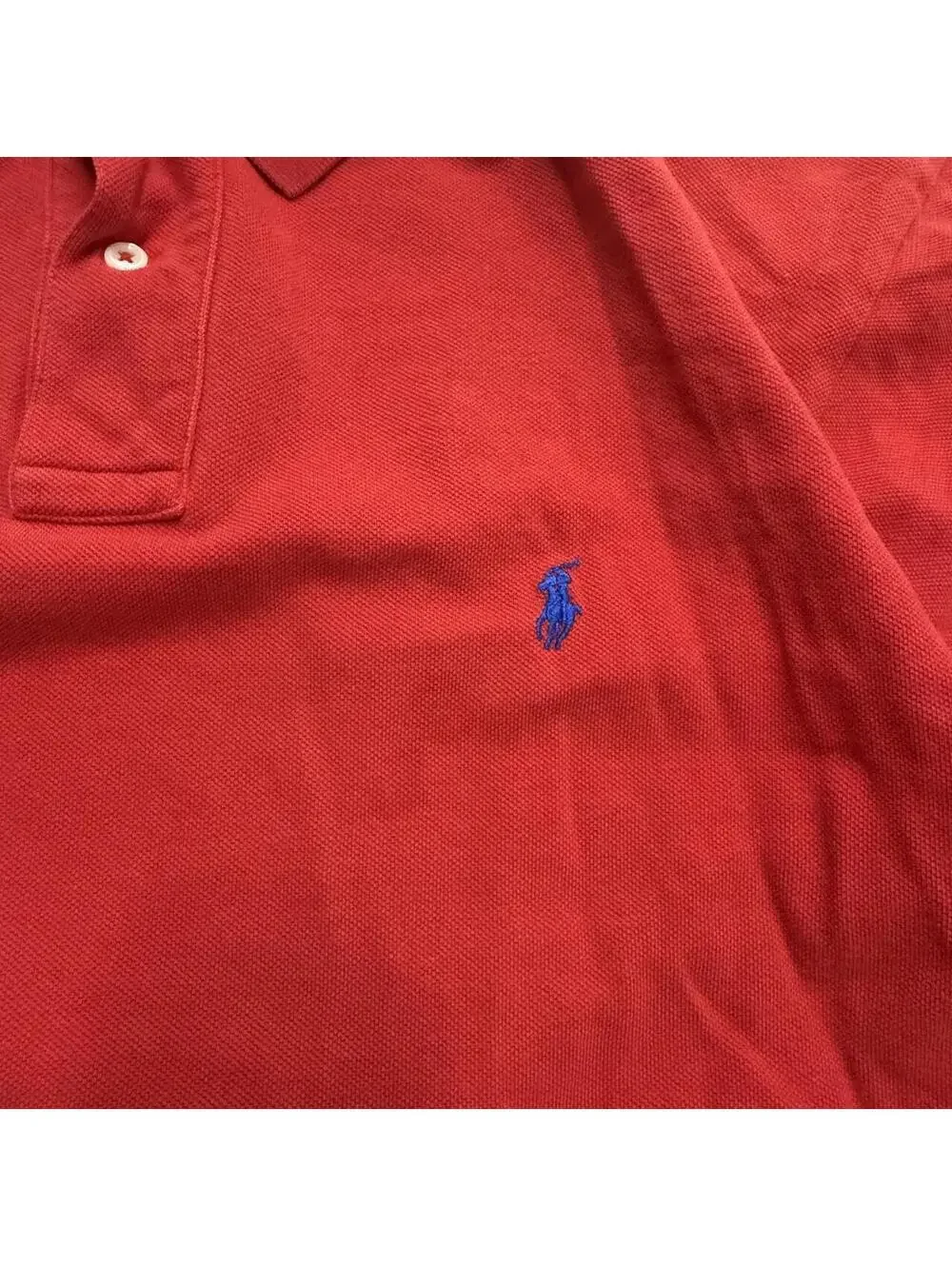 2000s Men's Polo Ralph Lauren Red Polo Shirt Sized Medium